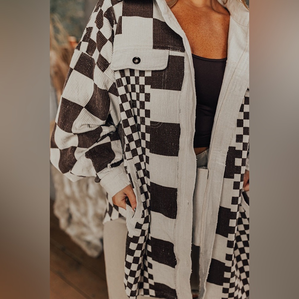 Impressions Patchwork Utility Jacket in Brown and… - image 3